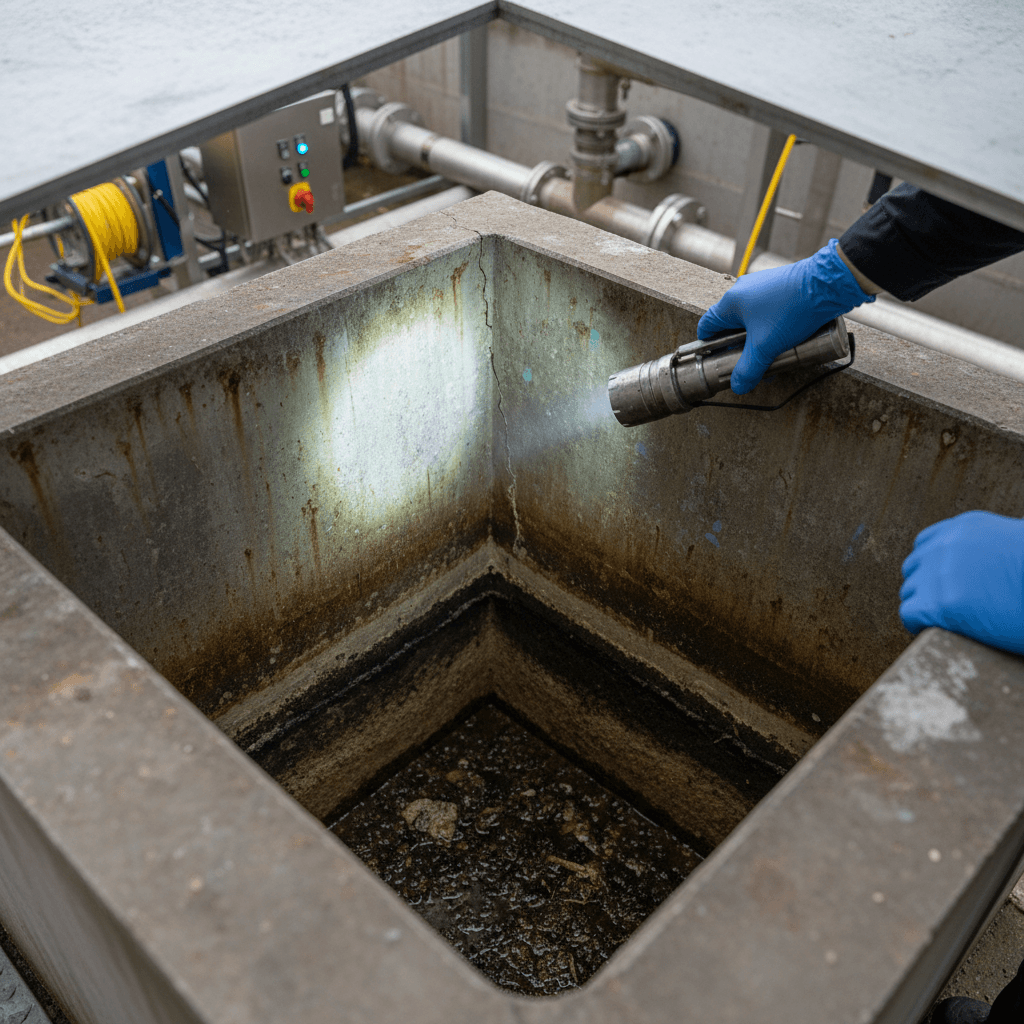 Peralatan profesional sedot WC dan pemeliharaan sistem sanitasi
